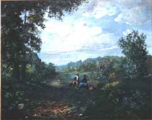 Picnic d un couple dans une clairière